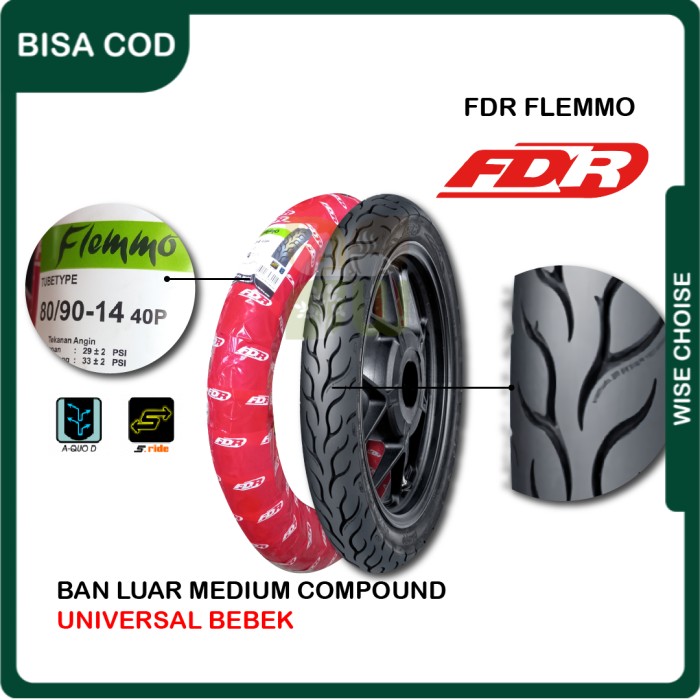 FDR 80/90-14 Flemmo Tubetype Ban Depan Motor Matic
