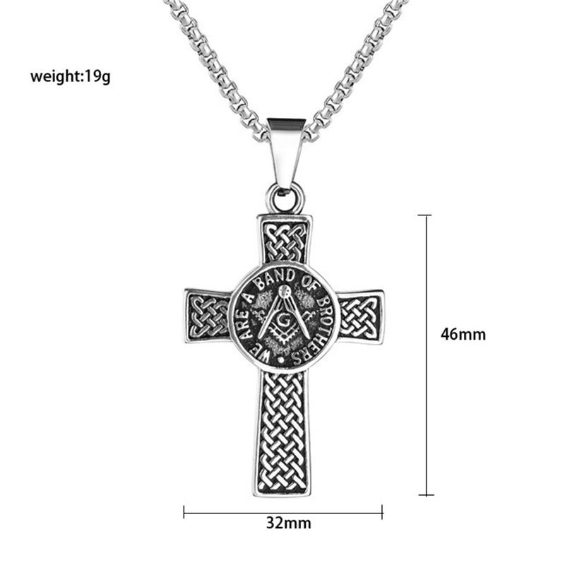 New men's fashion Masonic Cross Pendant Necklace punk jewelry