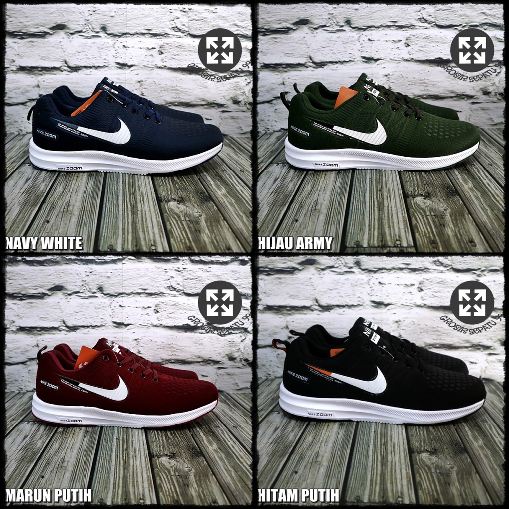 PGS IMPORT PREMIUM SEPATU SNEAKERS NIKE ZOOM PEGASUS V2 RUNNING OLAHRAGA PRIA HITAM NAVY ARMY PUTIH-2