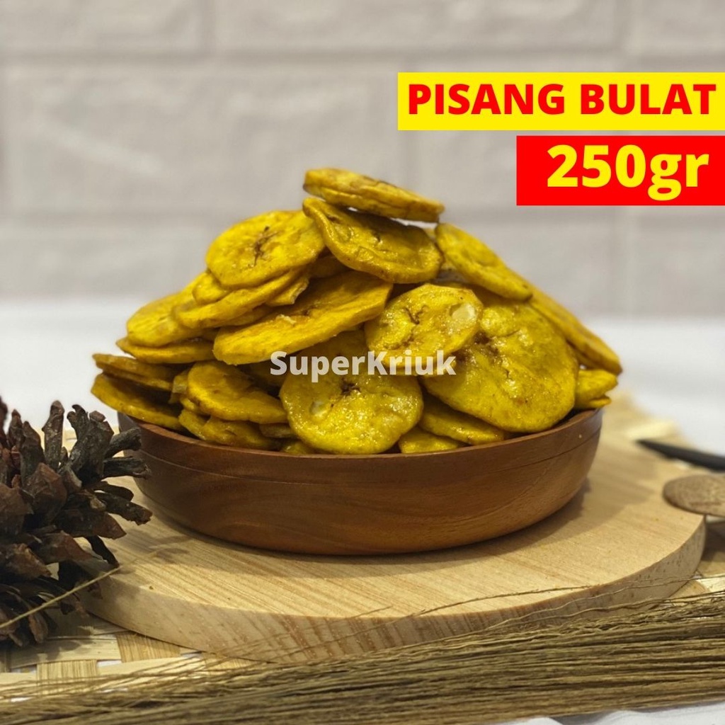 

Keripik Pisang Bulat Camilan Murah Kemasan 250gr