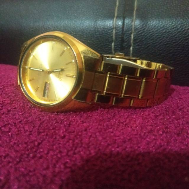 [SECONDBRAND] Preloved • Jam tangan pria/wanita Seiko tipe KY 7009-3040 warna Gold Automatic Watch