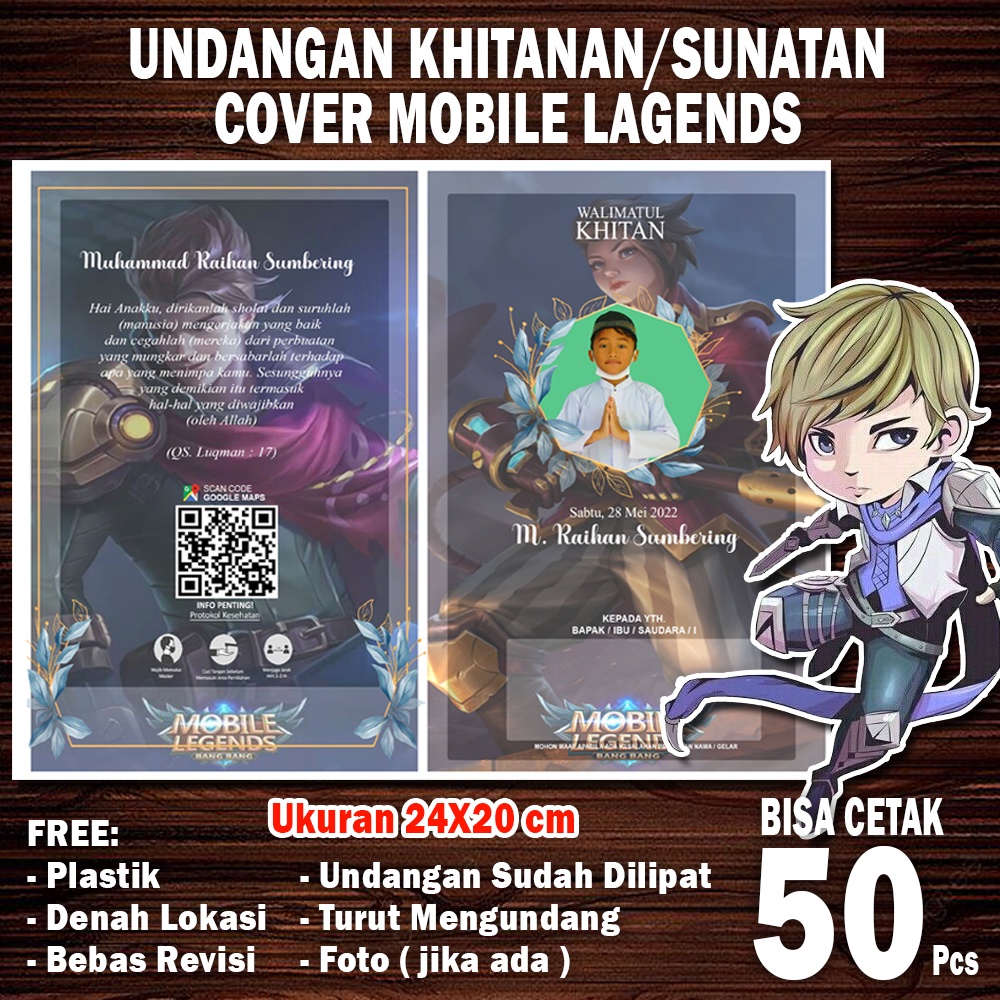 UNDANGAN SUNATAN/KHITANAN UNDANGAN WALIMATUL KHITAN COVER / TEMA MOBILE LEGENDS MURAH DAN SIMPLE UND