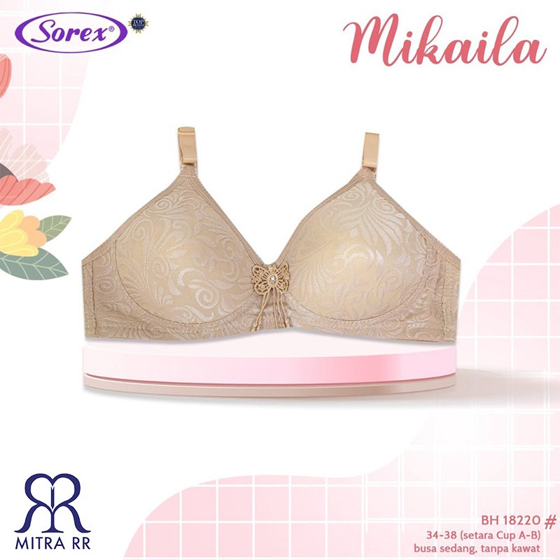BH Sorex 18220 BH Busa Sedang Tanpa Kawat Brukat Lace Cutting Cup ¾ Setara Cup A B