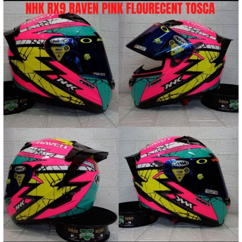 HELM NHK  RX9 RAVEN PINK FLUORECENT TOSCA SNI DOT(Ongkir termurah 2 kg)