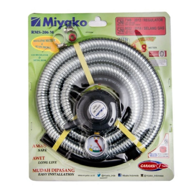 Regulator set miyako RMS206M+selang gas 1,8M ASLI MIYAKO ORIGINAL