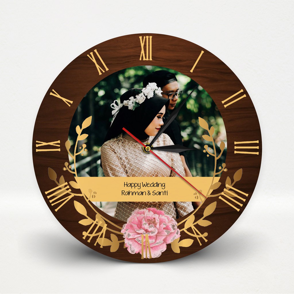 (FWC) Jam dinding kado pernikahan custom foto sendiri gratis bisa COD
