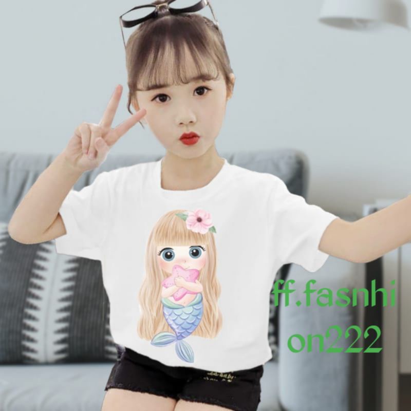 kaos anak anak cewek motif putri duyung usia 1-10 tahun