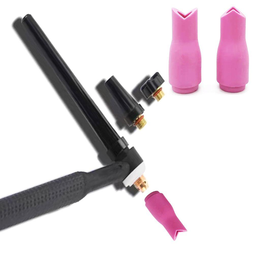 Solighter 10pcs Nozzle Keramik Tukang Las Majelis Argon Arc TIG Welding Aksesori90° Sudut Luar Dalam