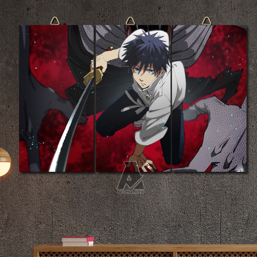 HIASAN DINDING MULTY PANEL JUJUTSU KAISEN POSTER KAYU PAJANGAN RUMAH DEKORASI RUMAH WALLDECOR