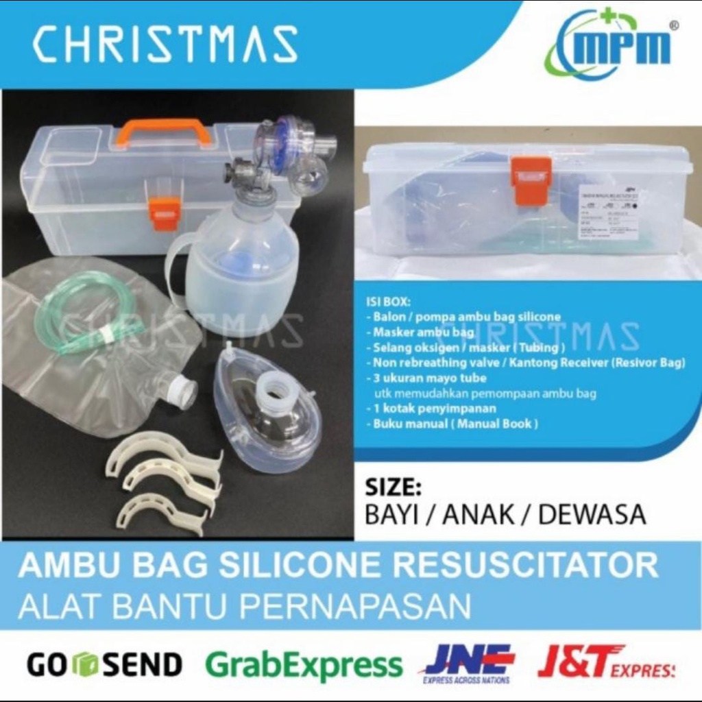 AmbuBag Silikon Resuscicator MPM dewasa / Ambubag / Ambubag Dewasa / AmbuBag MPM PVC / Alat Bantu Na