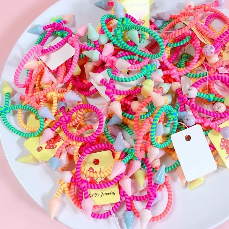 20PCS !!! Ikat Rambut/ Kuncie Elastis/ Ikat Rambut Anak Import Karet Rambut Ponytail Elastis Warna-Warni Untuk Anak