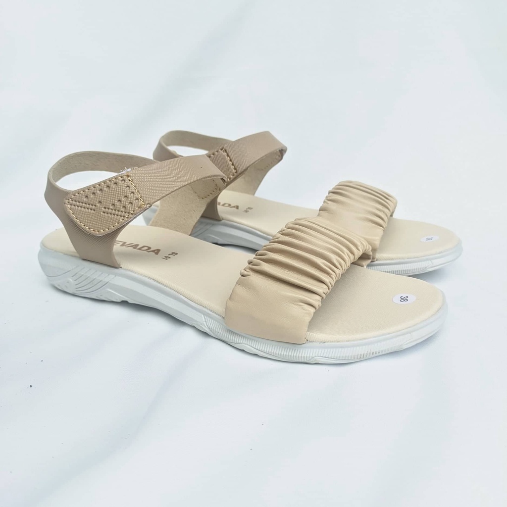 EXO - Sandal Korea Tali Belakang Kerut Lucu Sendal Wanita Flat - 347