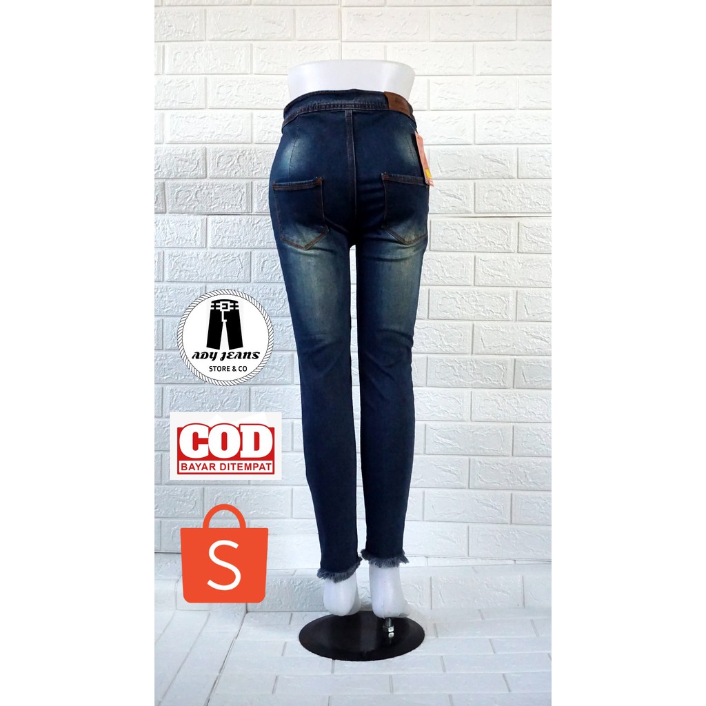 CELANA JEANS HAIWES RUMBAI LASER/CELANA RUMBAI RIPPED WANITA/CELANA LASER RUMBAI