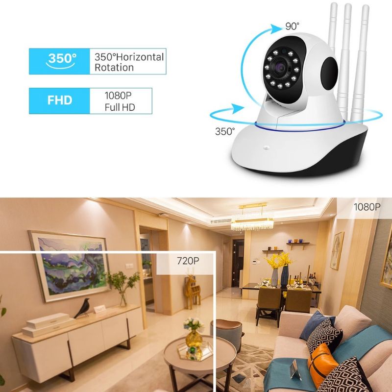 IP Cam Yoosee 3 Antena Camera Cctv 8.0MP WiFi Wireless HD 1080P Monitor Baby