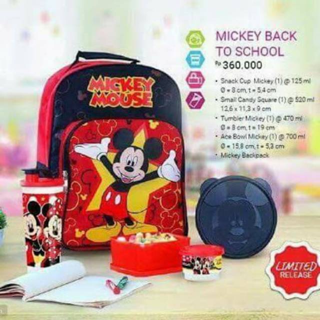 MOORLIFE TAS MICKEY MOUSE atau MINNIE MOUSE / LENGKAP dengan lunch box set