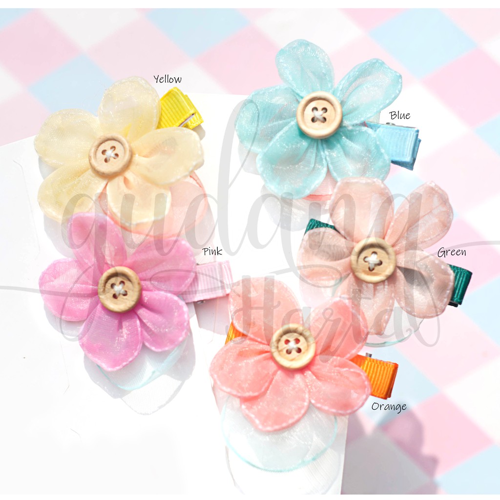 Jepit Rambut Bunga Lace Pastel Jepit Flower Imut Cantik Hairclip GH 201196