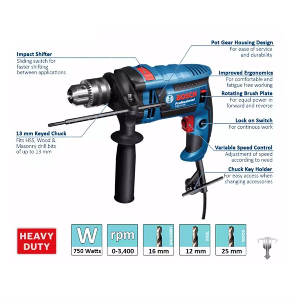 BOSCH Impact Drill/ Mesin Bor Tembok GSB 16 RE