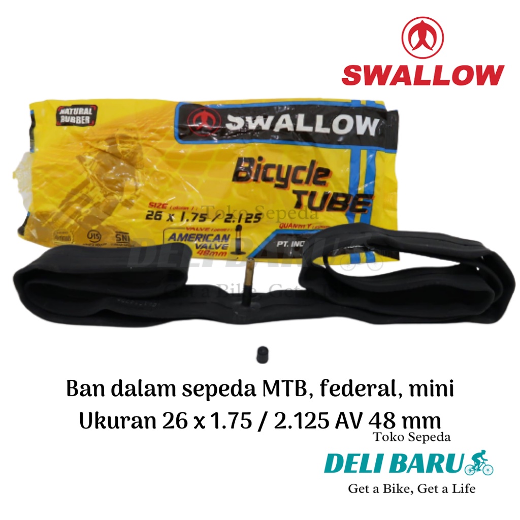 Ban dalam 26 pentil panjang 48mm swallow sepeda MTB pelek tinggi