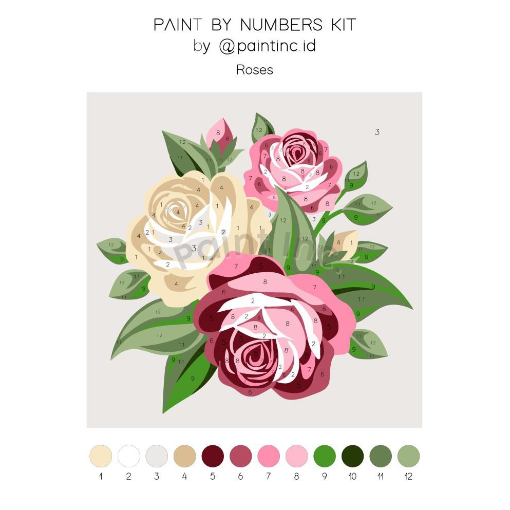 

Art / Paint By Numbers Kit: Rose | Valentine Painting Kit | Gift |Hampers - Dengan Kuas