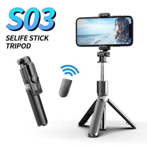 TONGSIS S03  LED BLUETOOTH TRIPOD 3IN1 SELFIE STICK BLUETOOTH REMOTE CONTROL