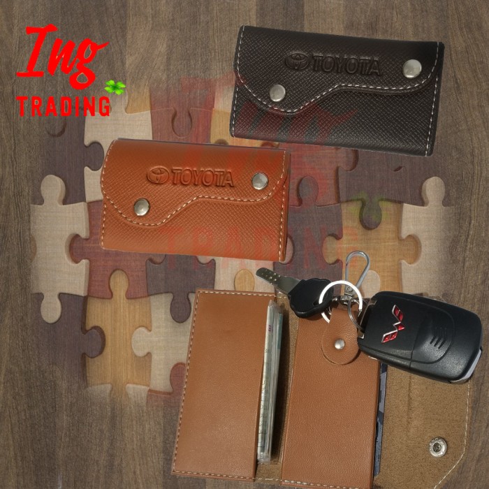 Dompet Kunci STNK Synthetic Leather Model A TOYOTA - Dark Brown