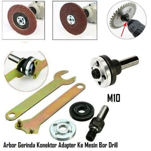 Paket Adaptor Spindel Bor Ke Gerinda Dan Sanding Pad / Paket Baut M 10 + Sanding Pad