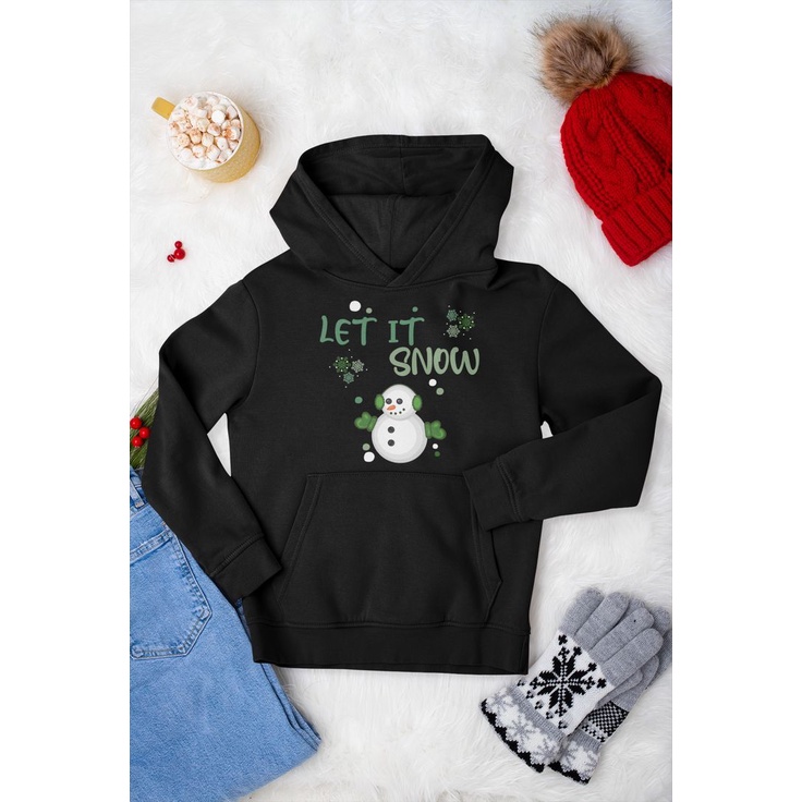 HOODIE WANITA LET IT SNOW /// JUMPER WANITA LUCU FLEECE TEBAL KEKINIAN TERBARU''