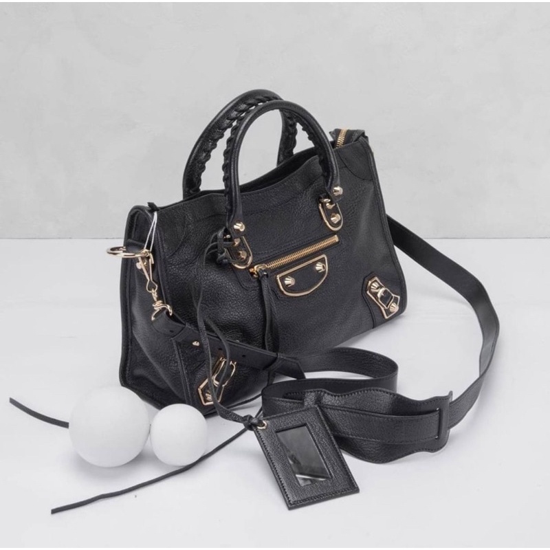 Balenciaga Small City Metallic Edge Black GHW