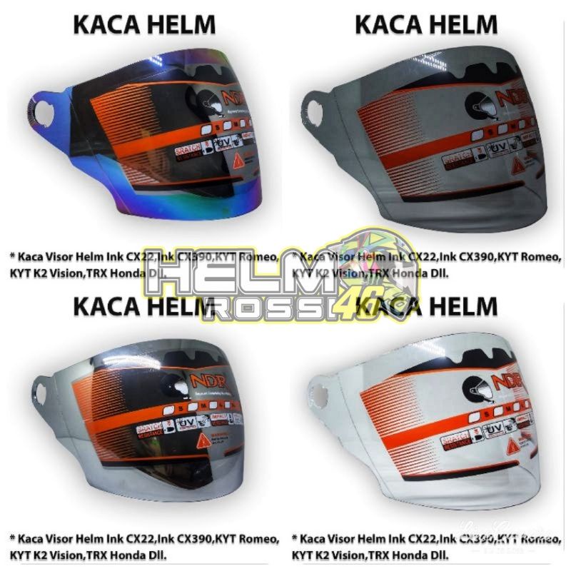 Visor Kaca INK CX22 Cx 22 KYT 2vision - ROMEO G2 - INK CX390 2 Vision Hitam bening silver PELANGI