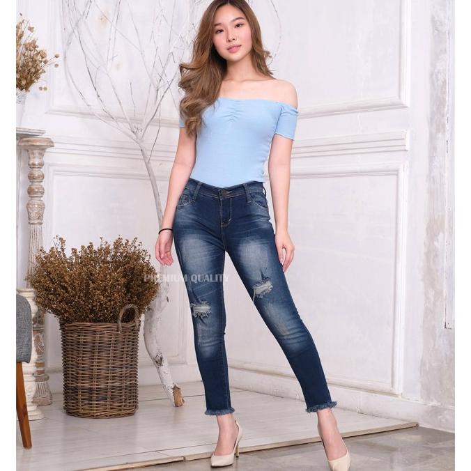 Celana Jeans Ripped Wanita / 7per9 Sobek Lapis Rawis 811 / PREMIUM