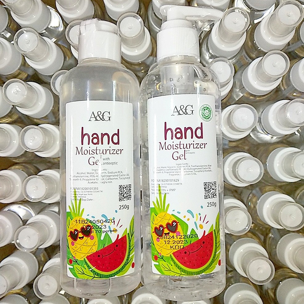 Mikusoo A&amp;G Hand Sanitizer Moisturizer Cair Gel Antiseptik 250 ml 70% Alkohol Tutup Fliptop Dan Pompa