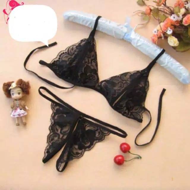 Medan Termurah KD001 ( 2in1 Bra + CD ) Set Honeymoon lingerie Bra + G-String Lace