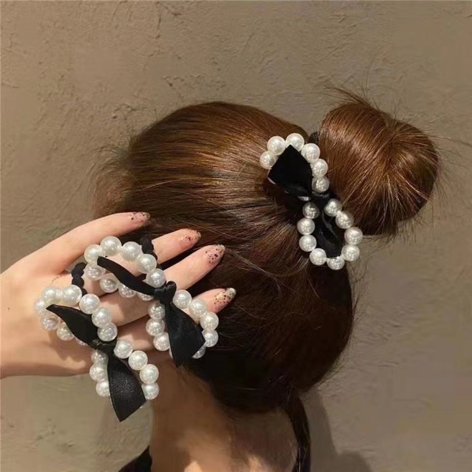 Ikat Rambut Pita Mutiara Cantik Aksesoris Fashion Rambut Wanita Casual / Kunciran Rambut