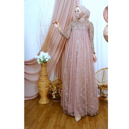 ☆Baru☆ Doremi Gamis Full Brukat Premium/ Dress Pesta Remaja Dewasa Wanita Modern/ Gamis Seragam Kondagan Jumbo Murah