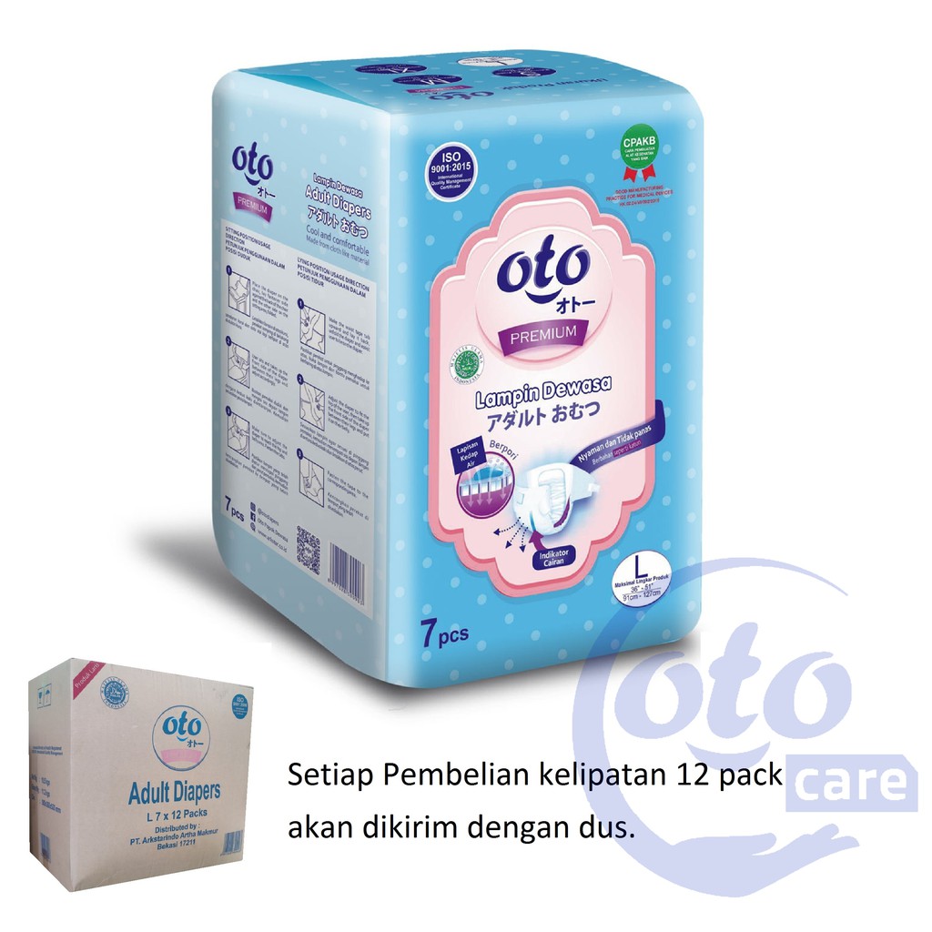 OTO Popok Dewasa PREMIUM ( Daya Serap Lebih Banyak ) Lem Perekat Adult Diapers L isi 7 pcs