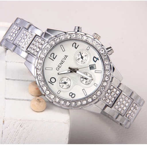 Jam tangan wanita J8 Geneva Full Stainless Steel tahan air dan anti karat/Jam wanita korea fashion/bisa bayar ditempat