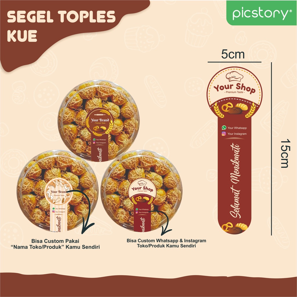 

Stiker Segel Custom - Sticker Label Toples Kue Kering - Packaging Makanan Olshop