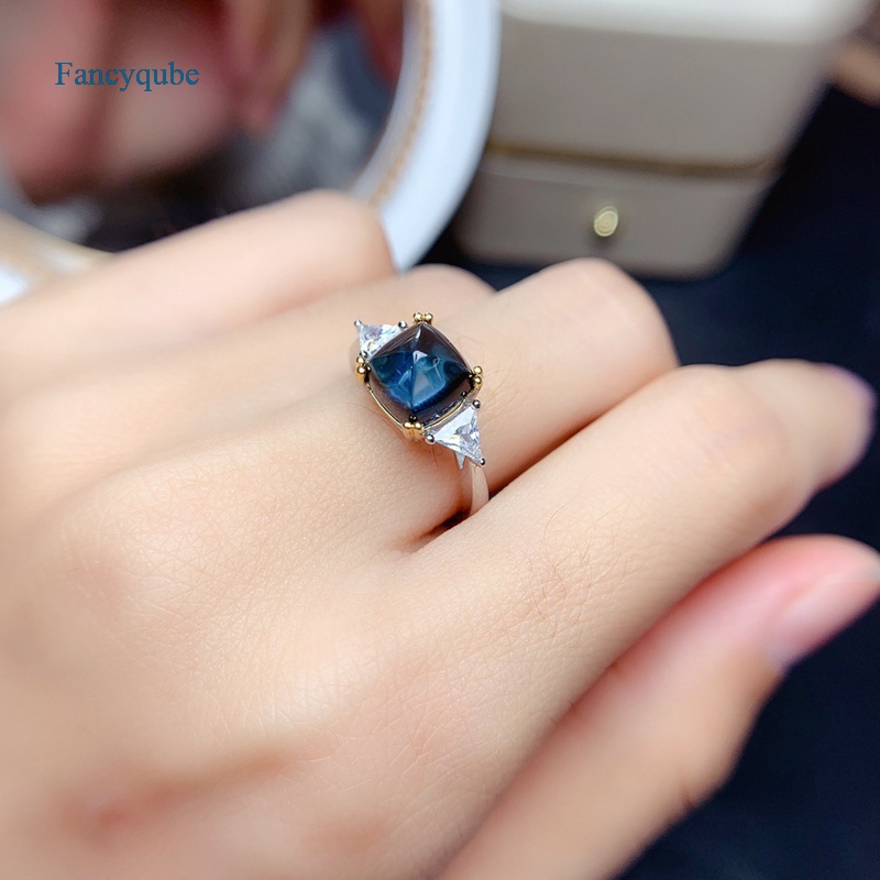 Fancyqube Cincin Zircon Bentuk Kotak Warna Silver Untuk Wanita