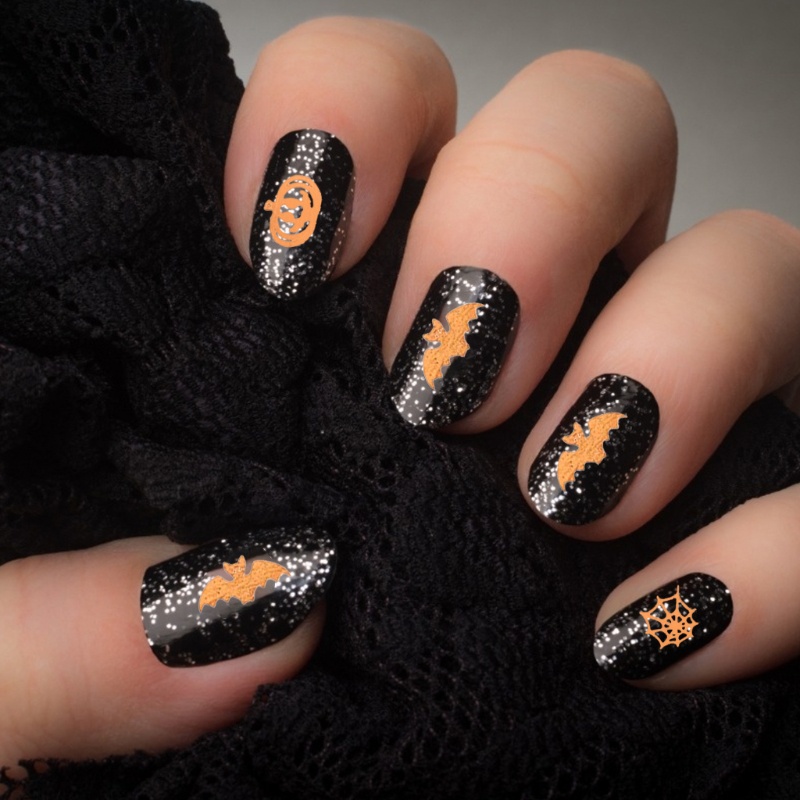 Zzz Stiker Kuku Motif Halloween Glitter Untuk Nail Art Ar