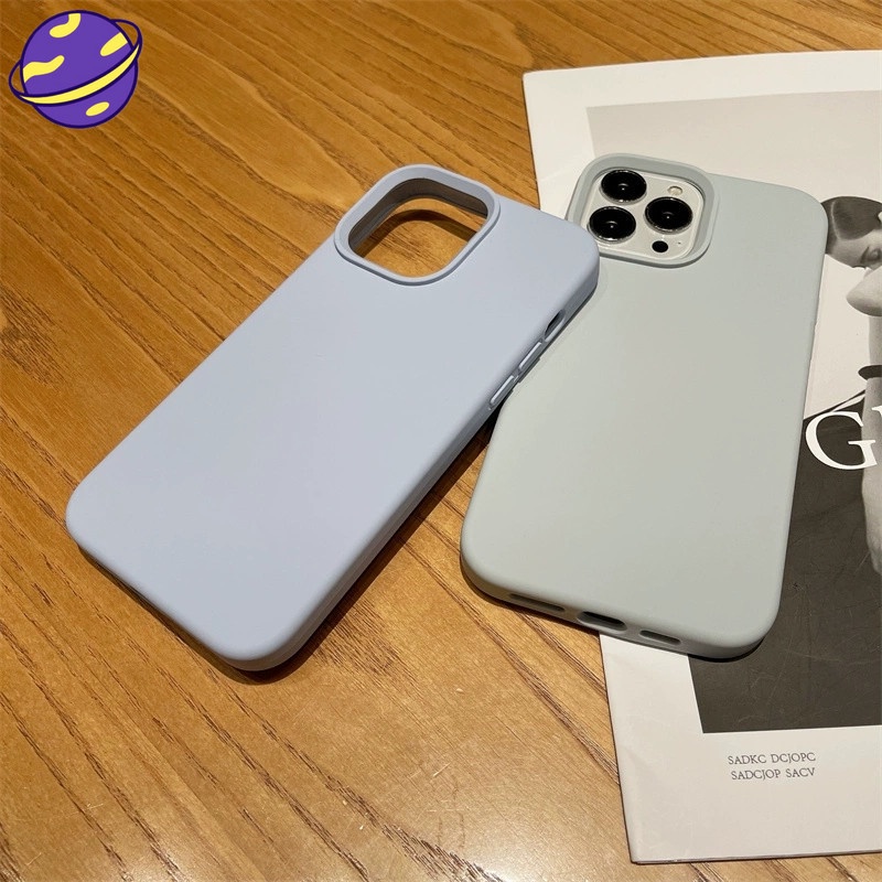 Casing Soft Case Silikon Warna Biru Langit Untuk iPhone 14 13 12 11 Pro X XR XS Max 7 8 Plus