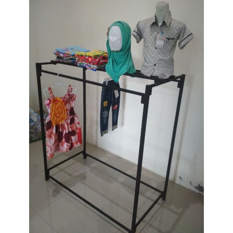 gantungan gawang baju dobel + dudukan manekin