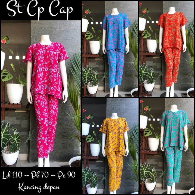Stelan Celana Panjang Cap Rayon Babydoll Piyama Batik Soloan Busui Friendly Baju Hamil Jumbo Bigsize