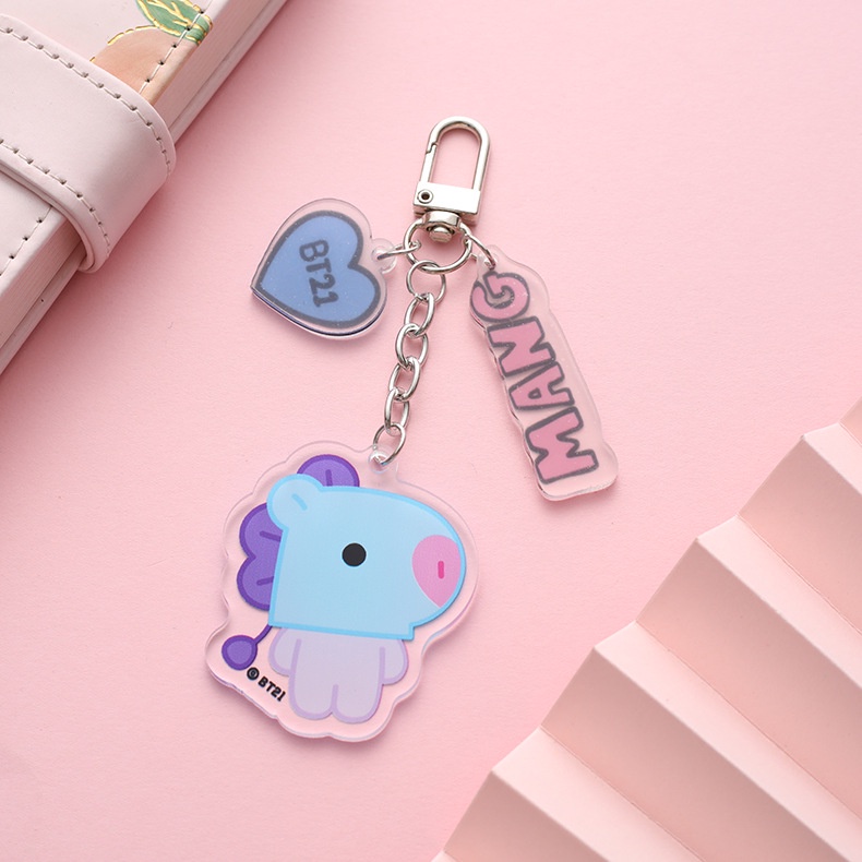 Gantungan Kunci Kartun Untuk Pria Dan Wanita BTS BT21 Lovely Car Bag Doll Pendant Key Chain Gantungan Kunci