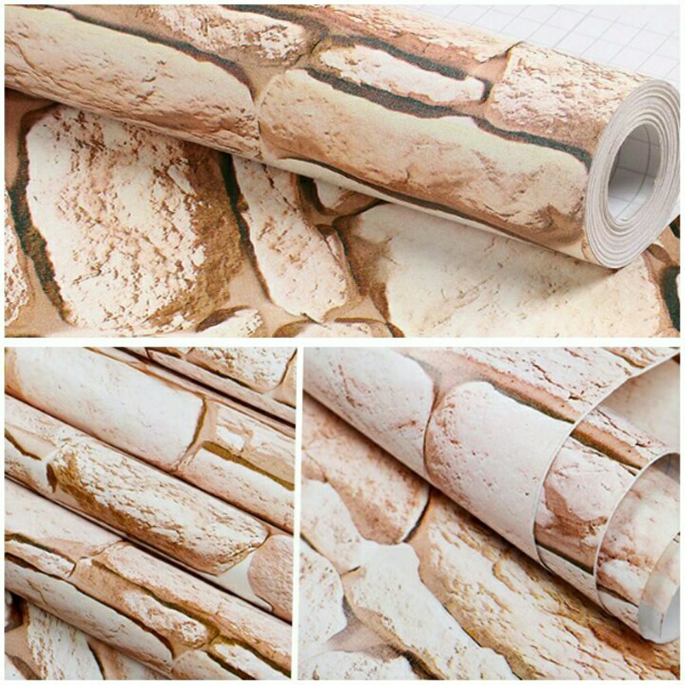 Termurah  walpaper stiker motif batu batu peach Berkualitas