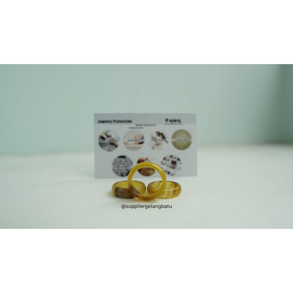 cincin terapi kesehatan giok carnelian kuning korea Pria Wanita import