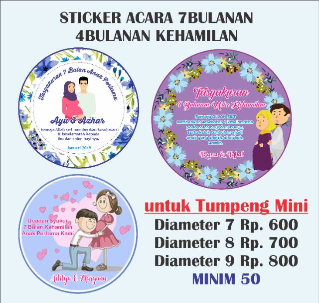 Sticker Acara 7 Bulanan Stiker 4bulanan Kehamilan Untuk Tumpeng Mini 10 15 20 25cm Shopee Indonesia