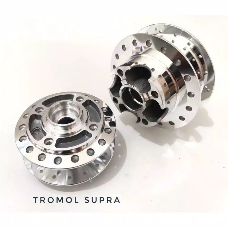 Tromol Supra X 125 Chrome 1set Depan Belakang Motor Honda
