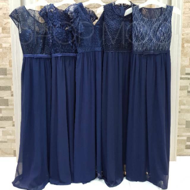 navy blue long dress bridesmaid