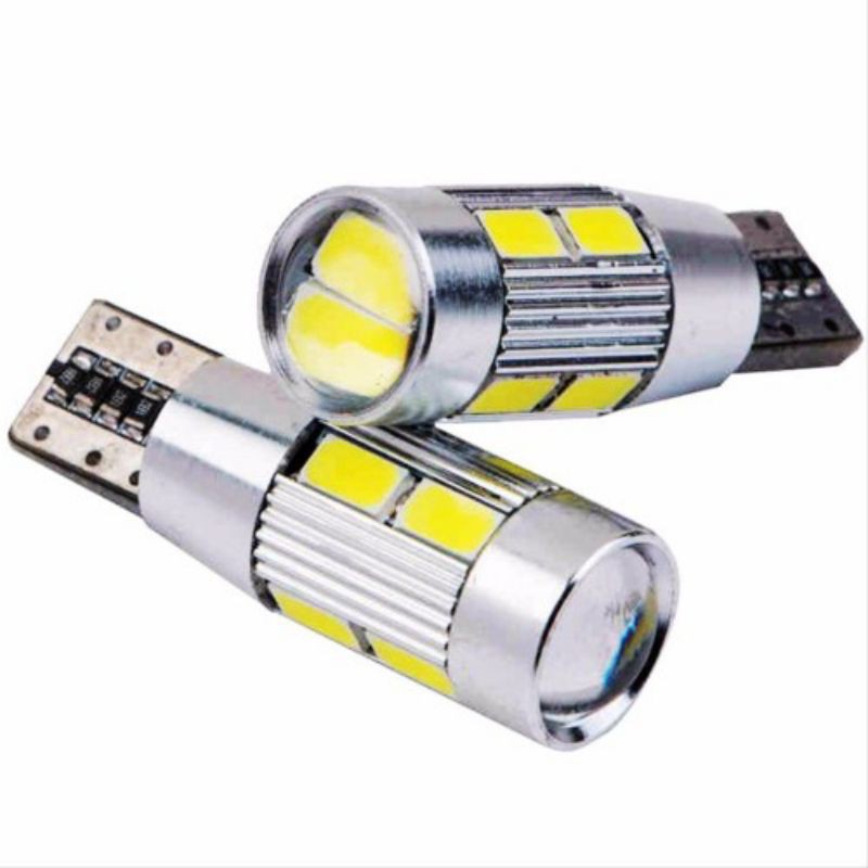 Lampu Senja Led Projektor T10 tancap 5630 5730 10 Mata 12V 5W Warna Led Mobil Canbus Sen Senja Kota Kabut