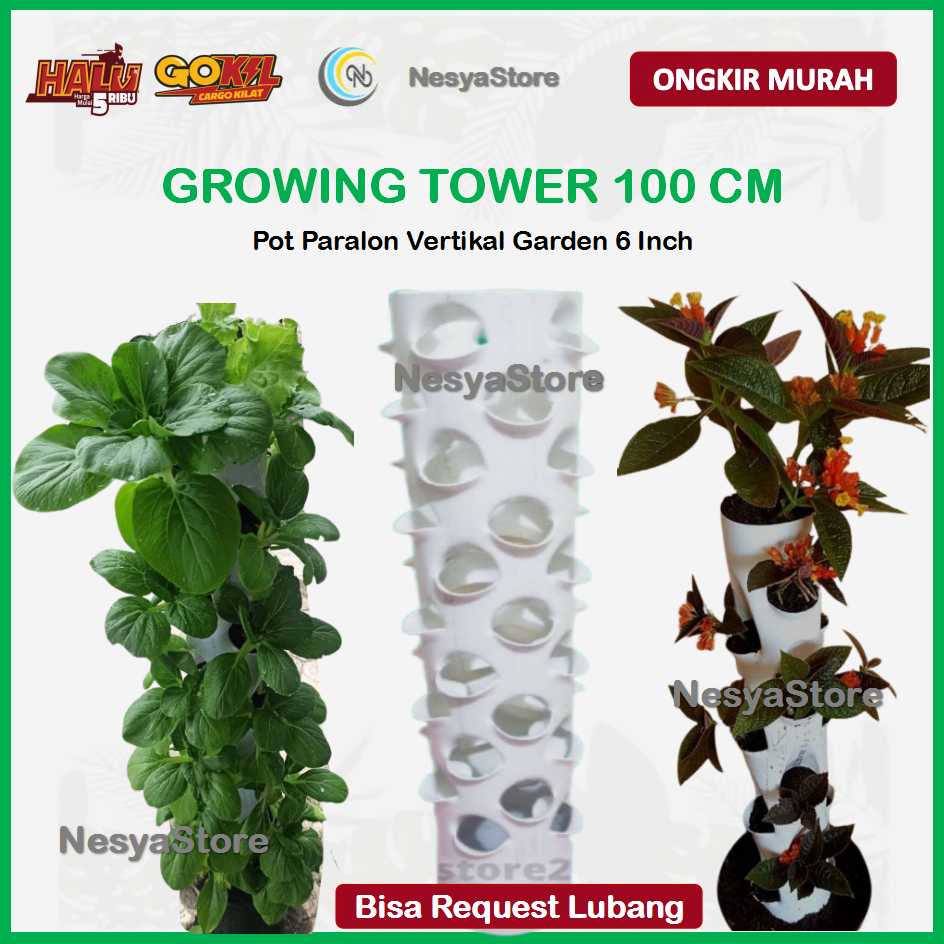 Growing Tower Pot Tower Vertikultur Vertikal Garden Paralon 1 Meter 6 inchi - Vertikal Garden